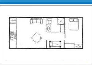 Holiday Cabin 6 at Arno Bay Caravan Park. Please note this floor plan is indicative only and there may be variations in layout.